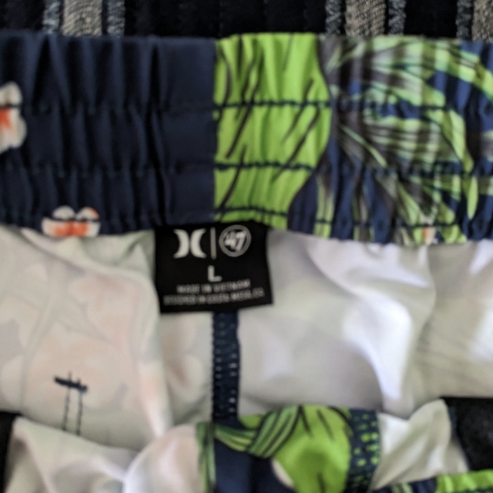 Hurley '47 Brand Detroit Tigers Blue Hawaiian Swim Trunks 3 Pocket 17 in 032026 - Picture 4 of 10